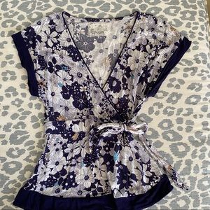 Anthropologie Deletta Retro Floral Wrap Tee